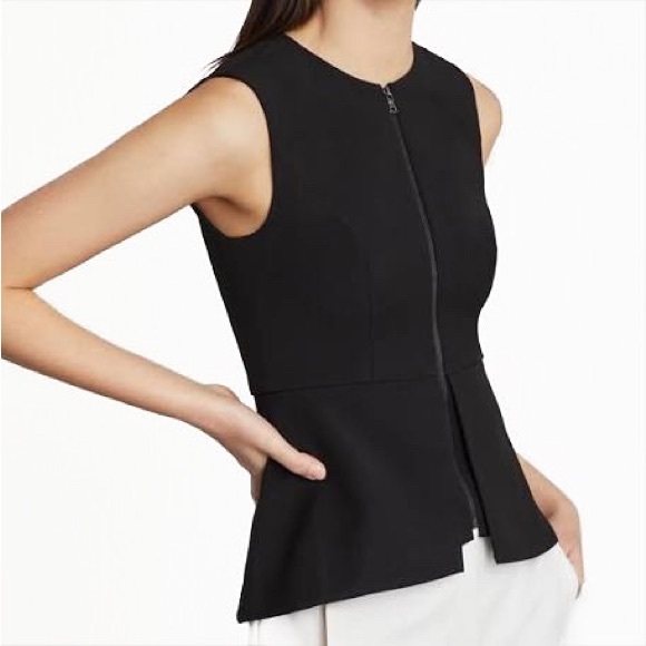 BCBG | ‘Abrielle’ Zip Front Sleeveless Black Peplum Top | Size S, fits like M - Picture 2 of 9